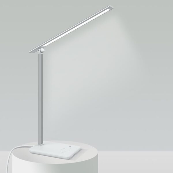 Desk Lamp Dimmable Table Lamp Reading Lamp with USB Charging Port, 5 Lighting Modes, Sensitive Control, 45 Minutes Auto-Off Timer, One-Click Reading Eye Protection lamp (Warm White)