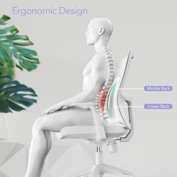 Lumbar Support Pillow for Office Chair - Ergonomic Memory Foam Back Support for Office Chair, Back Support Cushion for Back Pain, Ideal Back Support Pillow for Car, Black - Image 2