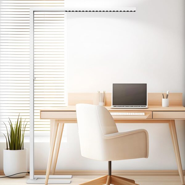 77"  Floor Lamp for Office, 7350LM Dimmable Eye-Care Standing Piano Lamp,70W Tall Reading Light, 4000K Bright Lighting for Living Room - White