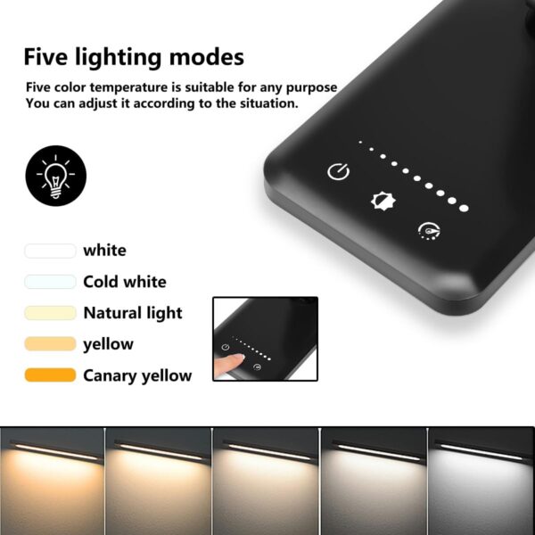 White crown  Desk Lamp Dimmable Table Lamp Reading Lamp with USB Charging Port, 5 Lighting Modes, Sensitive Control, 30/60 Minutes Timer (Black, First-Generation) - Image 2