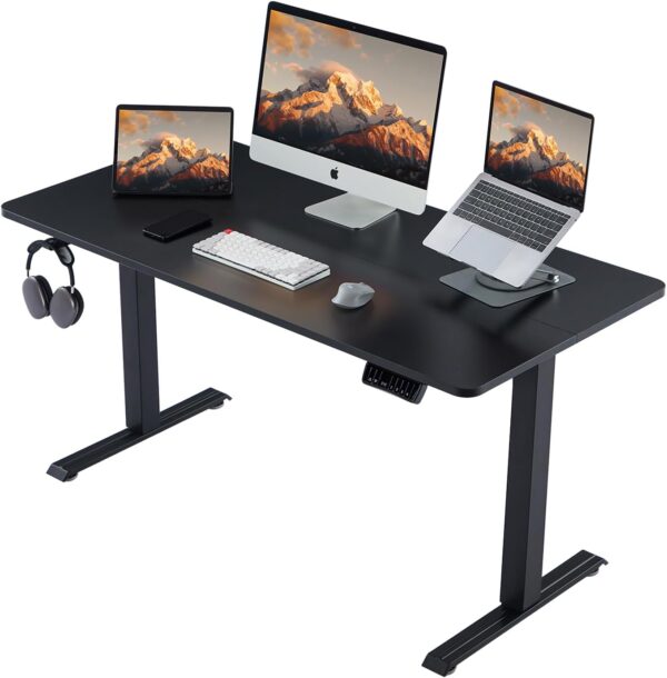 Electric Standing , Height Adjustable  with 4 Memory Settings, 55 x 28 Inches, Home  Workstation (Black top + Black Frame)