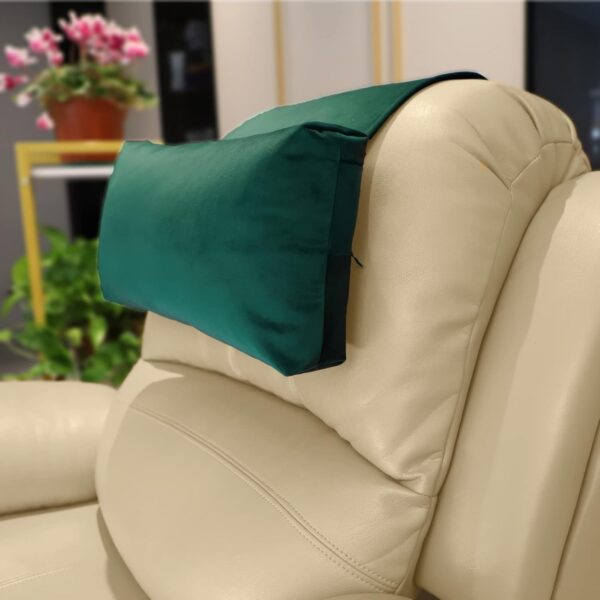 Non-Slip Head Pillow for Recliners - Neck Support Cushion with Velvet Cover for Pain Relief at Home, Office and Travel (Green)