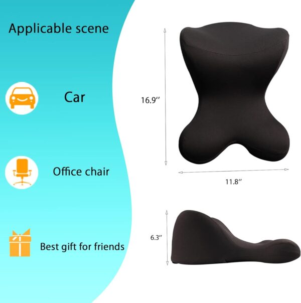Car Neck Pillow for Driving Seat Car headrest Pillow/Gaming Chair Pillow with Adjustable Strap Removable Cover Ergonomic Design Neck Support Pillow for Car, Office Chair, Gaming Chair(Black) - Image 2