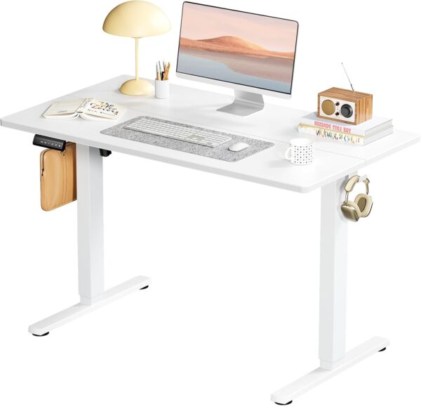 Standing Desk, Adjustable Height Electric Sit Stand Up Down  Table, 40x24 Inch Ergonomic Rising Modern Lift Motorized Gaming Desktop Workstation for Work Home Office, White