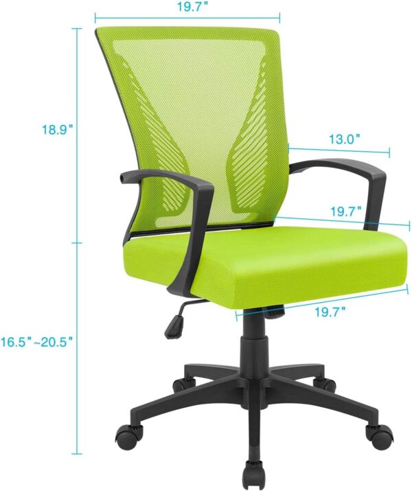 Chair Ergonomic   Mesh Chair Mid Back Swivel Lumbar Support with Armrest (1, Cyan) - Image 2
