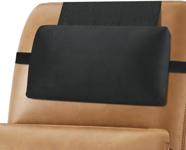 Head Recliner Pillow Adjustable Shredded Memory Foam Headrest Pillow for Recliners,Non-Slip Velvet Cushion for Pain Relief Neck Support Pillow for Travel Home Recliner Sofa Armchair (Black)