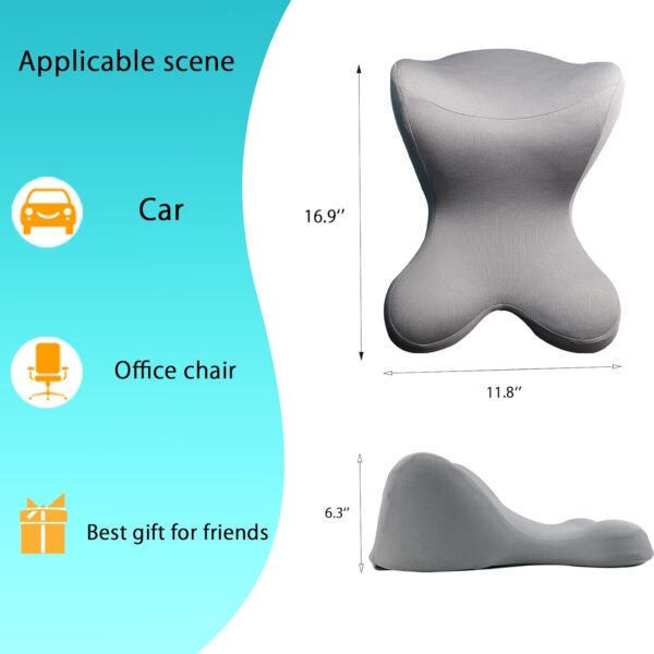 Car Neck Pillow for Driving Seat Car headrest Pillow/Gaming Chair Pillow with Adjustable Strap Removable Cover Ergonomic Design Neck Support Pillow for Car, Office Chair, Gaming Chair (Grey) - Image 2