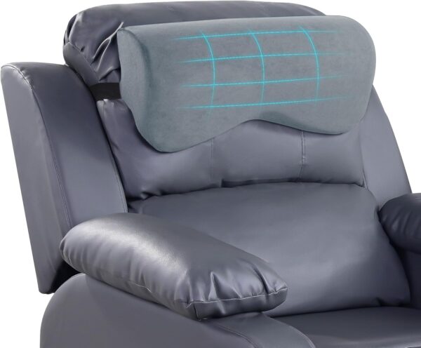 Cervial Neck Pillow for Recliner, Foam Headrest Cushion for Sleeping, Medium Firm Neck Support for Couch, Office Chair and Car, Non-Slip Backing and Elastic Straps, Light Grey
