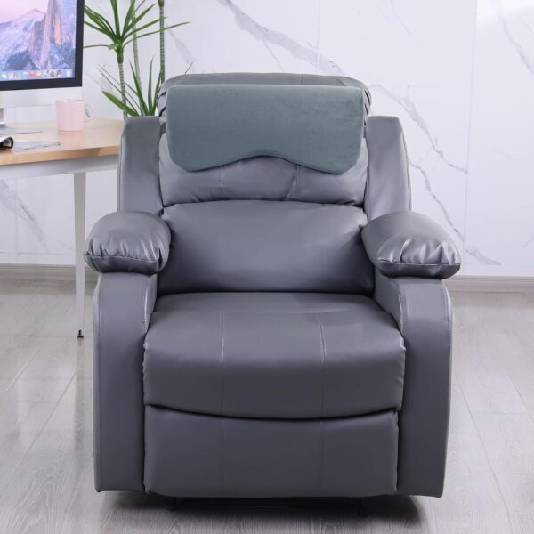Cervial Neck Pillow for Recliner, Foam Headrest Cushion for Sleeping, Medium Firm Neck Support for Couch, Office Chair and Car, Non-Slip Backing and Elastic Straps, Light Grey - Image 2