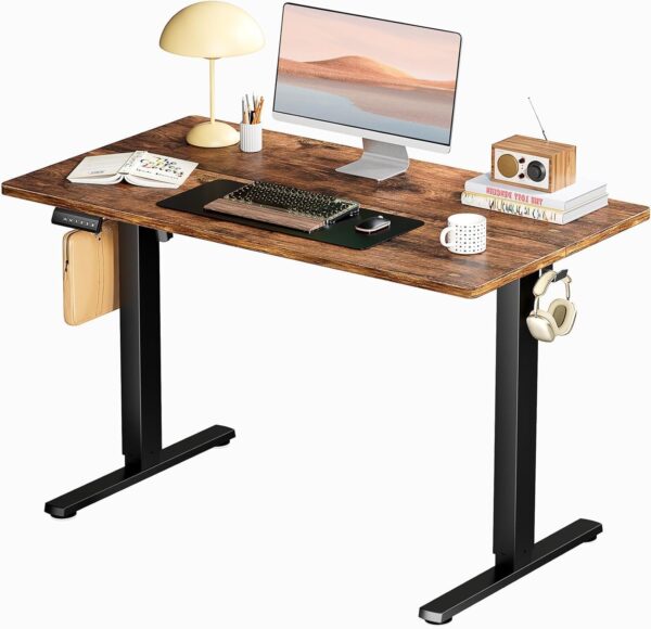 Standing Desk, Electric Adjustable Height Sit Stand Up Down  Table, 40x24 Inch Ergonomic Rising Modern Lift Motorized Gaming Desktop Workstation for Work Home Office, Brown