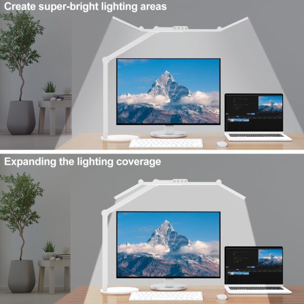 Desk Lamp with  Lighting, Rotatable Tall Architect Desk Lamp for Home Office with Swing Arm, 24W Bright Auto Dimming Adjustable  Light with Base for Table - Image 2
