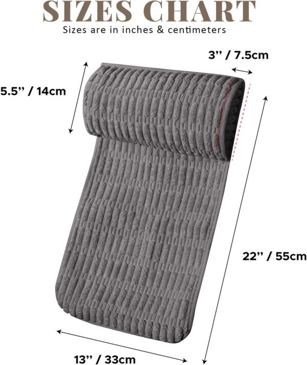 Headrest and Support Pillow,Recliner Pillow for Neck, Head, or Foot for Office or Massage Chairs, Neck Pain Relief and Cervical Support. Nonslip, Zipped Cover. (Gray, 5.5" Wx13 Lx3 H) - Image 2