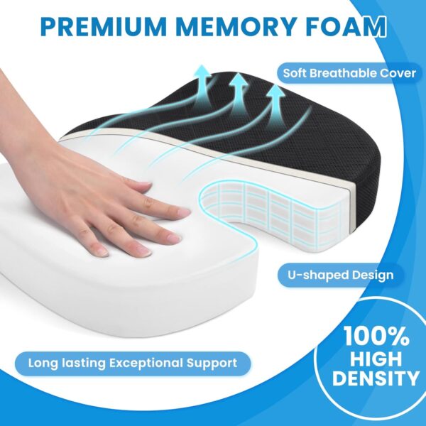Back&Seat Cushion, Car Seat Office Chair Cushions, Sciatica & Back Coccyx Tailbone Discomfort Easing Chair Pad, Memory Foam Lumbar Support Pillow for Desk, Wheelchair, Driving (Black) - Image 2