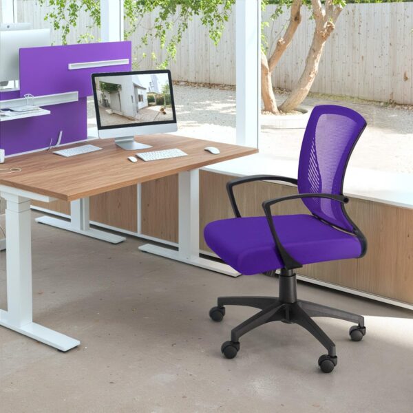 Chair Ergonomic   Mesh Chair Mid Back Swivel Lumbar Support with Armrest (1, Violet) - Image 2