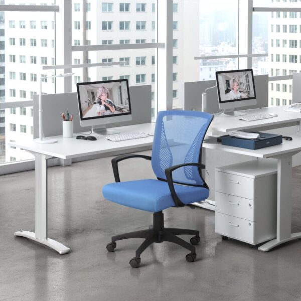 Chair Ergonomic   Mesh Chair Mid Back Swivel Lumbar Support with Armrest (1, Blue) - Image 2