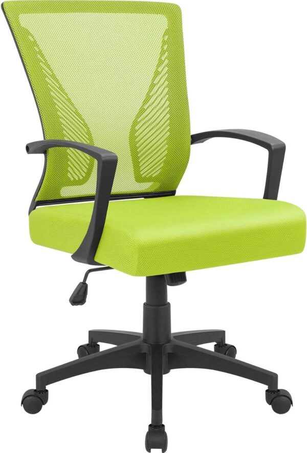 Chair Ergonomic   Mesh Chair Mid Back Swivel Lumbar Support with Armrest (1, Cyan)