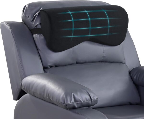 Cervial Neck Pillow for Recliner, Foam Headrest Cushion for Sleeping, Medium Firm Neck Support for Couch, Office Chair and Car, Non-Slip Backing and Elastic Straps, Black