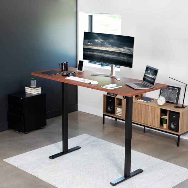 Electric 71 x 30 in Standing Desk, Memory Height Adjustment, 1B Series, Dark Walnut Top Black Frame, - Image 2