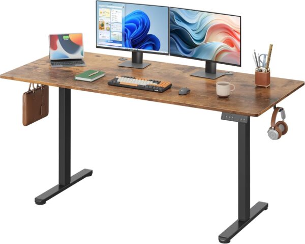 63 X 28 Inches Electric Standing ,Height Adjustable Stand up  for Home , Ergonomic Sit to Stand  with Phone Holder,Rust