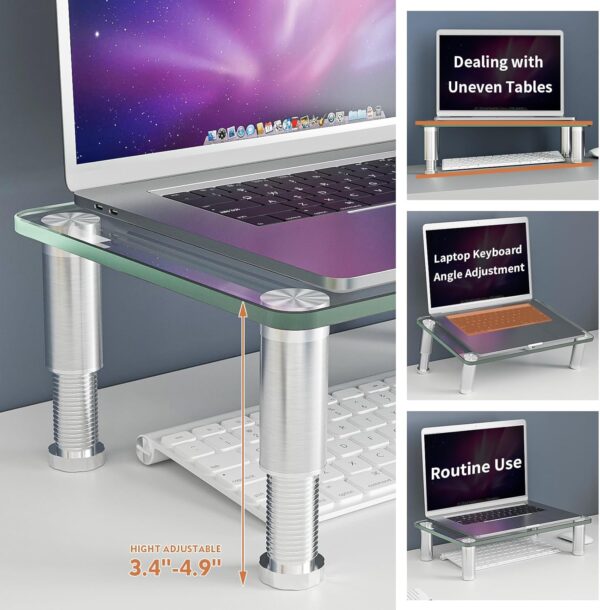 2 Pack  Monitor Riser with Height Adjustable Multi Media Desktop Stand for Flat Screen LCD  TV, Laptop/Notebook/ - Image 2