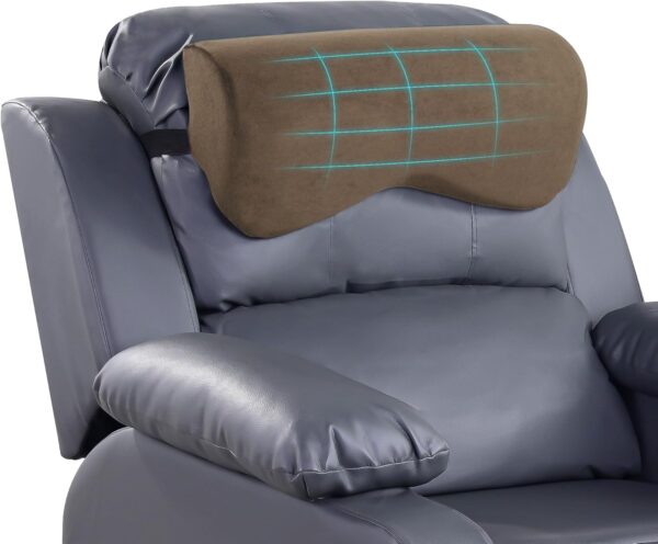 Cervial Neck Pillow for Recliner, Foam Headrest Cushion for Sleeping, Medium Firm Neck Support for Couch, Office Chair and Car, Non-Slip Backing and Elastic Straps, Coffee