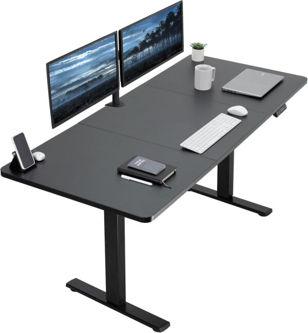 Electric 71 x 30 in Standing Desk, Memory Height Adjustment, 1B Series, Black Top Black Frame,
