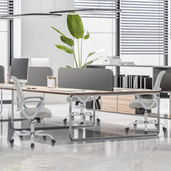 Managerial Executive Chair, Ergonomic Mid-Back Mesh Swivel Rolling Work with Wheels, Comfortable Lumbar Support, Comfy Arms for Home, Bedroom, Study, Student, Black - Image 2