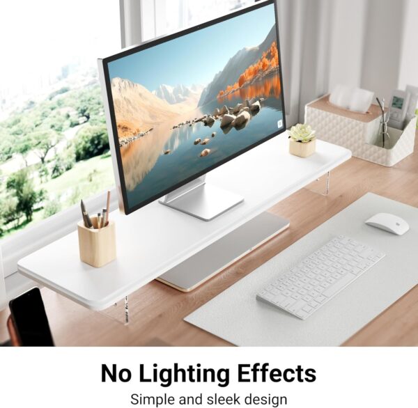 Monitor Stand Riser,31.5-Inch  Light Wood  Monitor Stand with Adjustable Acrylic Legs,Desk Accessories Desktop Organizer Stand for ,Laptop,Printer, TV Screen Riser，White - Image 2