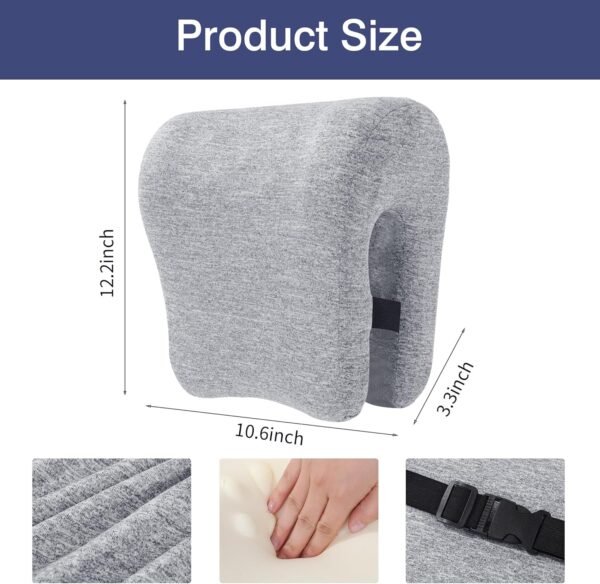 Memory Foam Neck Support for Office Chair, Supportive Headrest Pillow for Neck Pressure Relief Improved Posture for Working Chair, Car, Sofa, Plane and Travel, Strap Design (Light Grey) - Image 2
