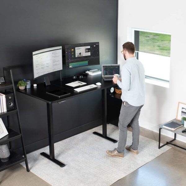 Electric 71 x 30 in Standing Desk, Memory Height Adjustment, 1B Series, Black Top Black Frame, - Image 2