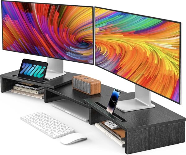 Dual Monitor Stand Riser for 2 Monitors, Monitor Stand for Desk, Adjustable  Monitor Stand with 2 Slot, Multifunctional Desktop Organizer Stand for Laptop, , , Printer