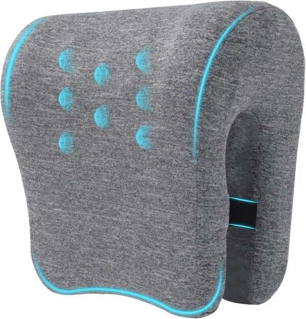 Memory Foam Neck Support for Office Chair, Supportive Headrest Pillow for Neck Pressure Relief Improved Posture for Working Chair, Car, Sofa, Plane and Travel, Strap Design (Dark Grey)